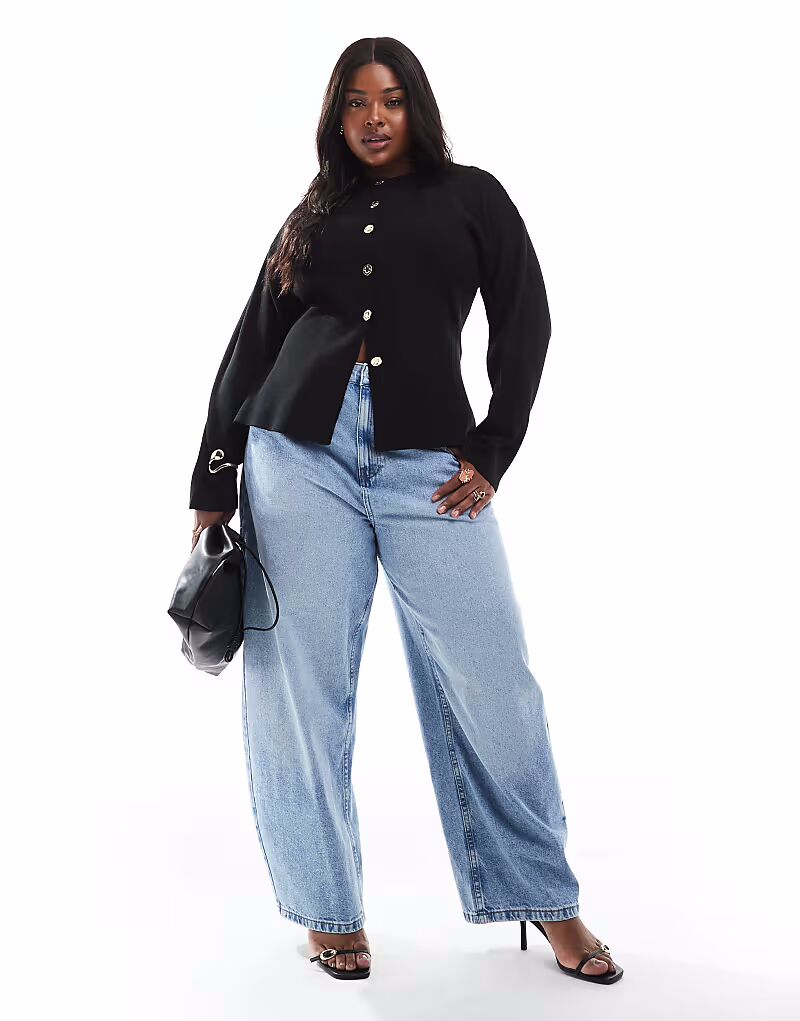 

Джинсы-бочонки с высокой талией ASOS DESIGN Curve в цвете lightwash ASOS Curve