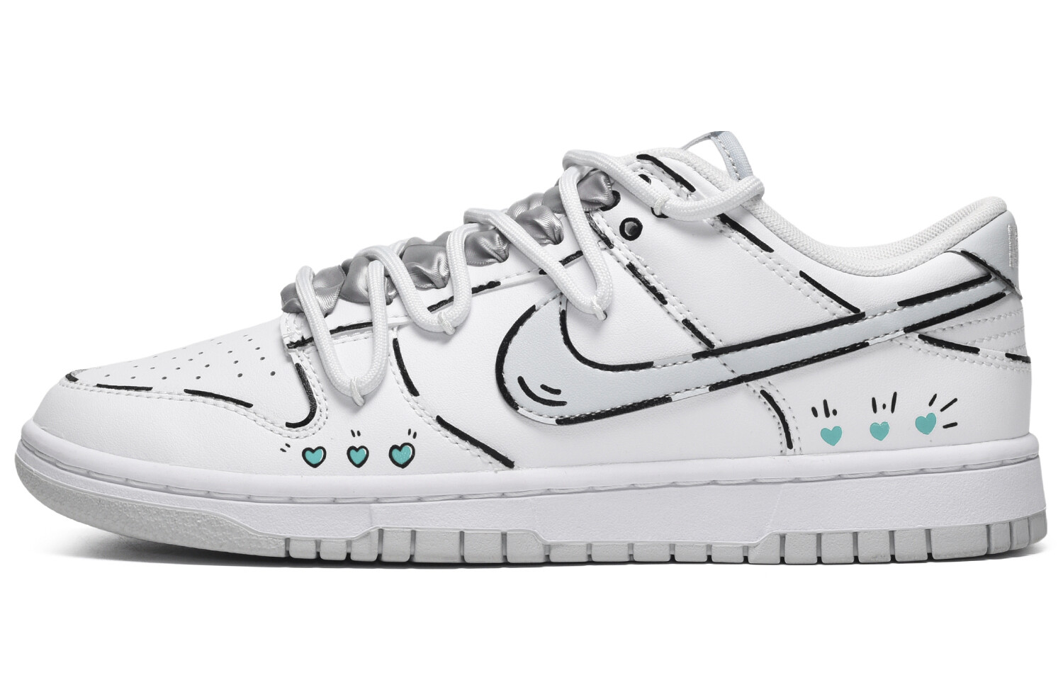 

Кроссовки Nike Dunk Skateboarding Shoes Men Low-top Gray/White/Blue, серый/белый/синий