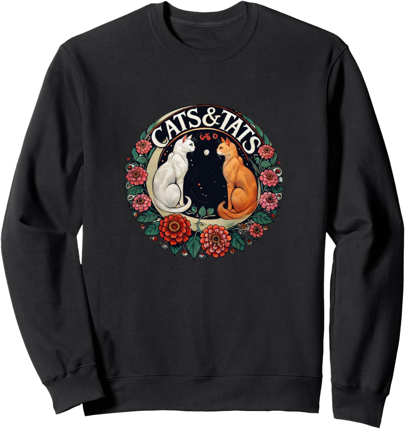 

Толстовка с иллюстрацией «Коты и татуировки» в стиле модерн Vintage Tattoo Loves Snugg, черный