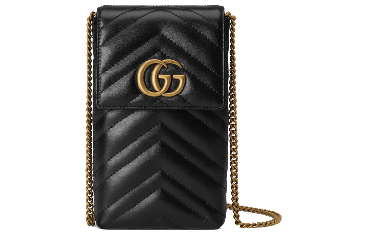 

GUCCI Мармонт стеганая кожаная сумка через плечо, женская сумочка, чехол для телефона черный