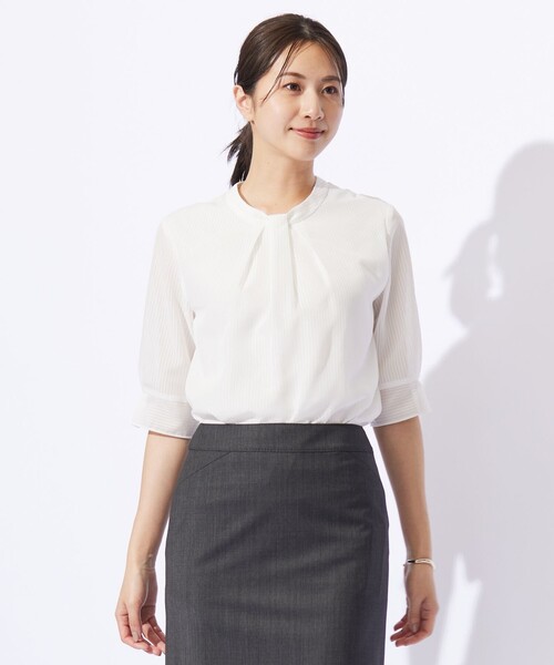 

Топ с бантом в стиле «теневая полоска» J.PRESS, белый