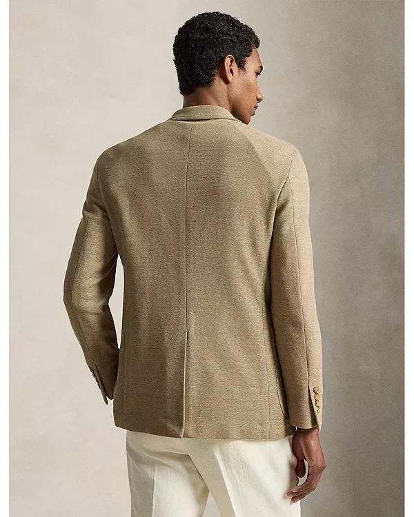 Мягкая трикотажная льняная куртка Polo приталенного кроя Polo Ralph Lauren, Khaki — фото 4