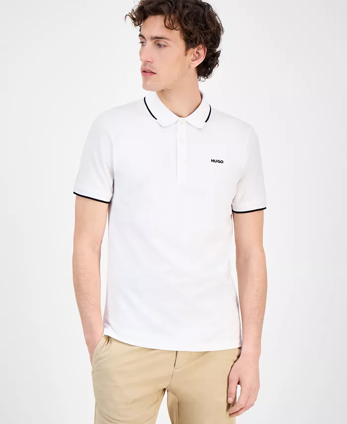 

Мужская поло Dinoso с контрастными манжетами Hugo Boss, белый