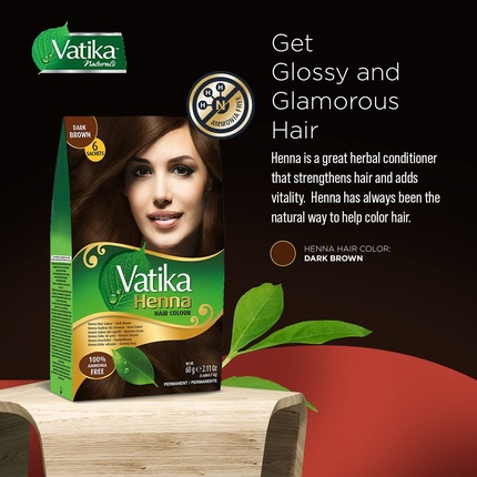 Краска для волос Vatika Henna - краска для волос и кондиционер на основе хны 6 пакетиков по 10 г темно-коричневый Dabur — фото 3