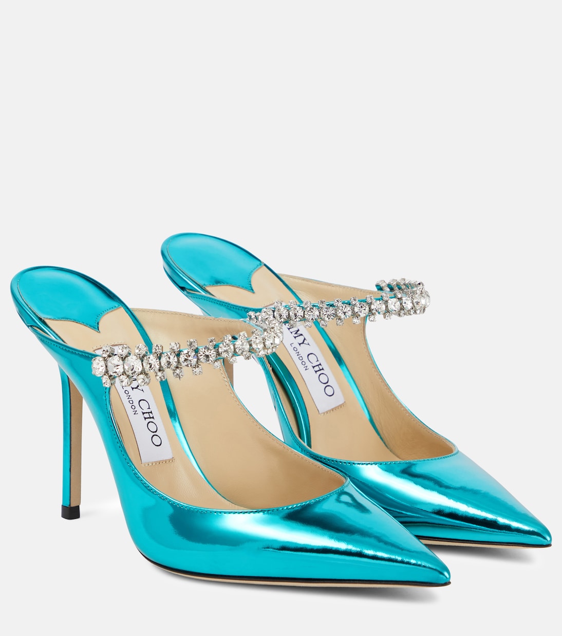 Мюли Bing 100 из металлизированной кожи Jimmy Choo, Malibu