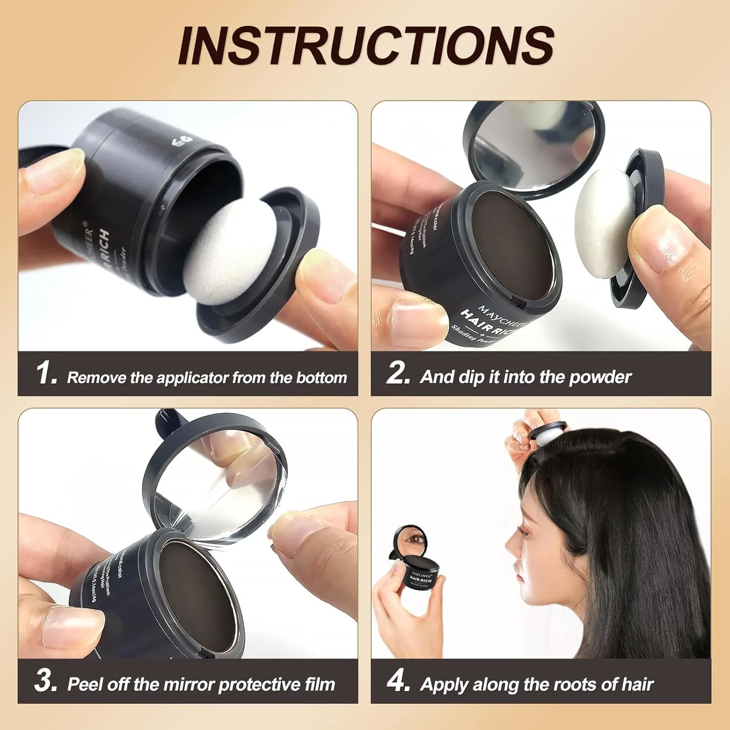 Пудра для маскировки корней волос 4 г, темно-коричневая от Sularpek Sularpek — фото 4