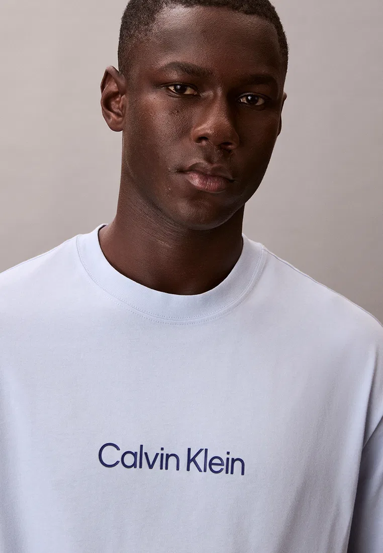 Футболка с круглым вырезом и логотипом, Calvin Klein Jeans, синий — фото 3