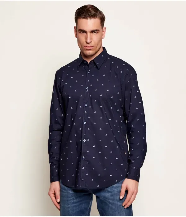 Элегантная рубашка_6_М regular fit Boss Orange, темно-синий — фото 3