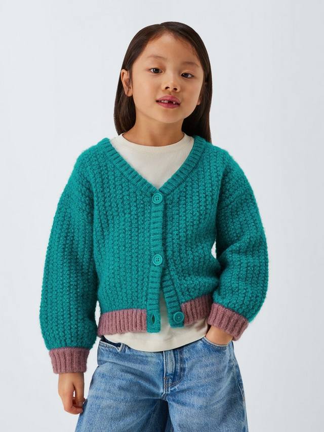 

Детский кардиган с контрастными рукавами-фонариками John Lewis, Multi