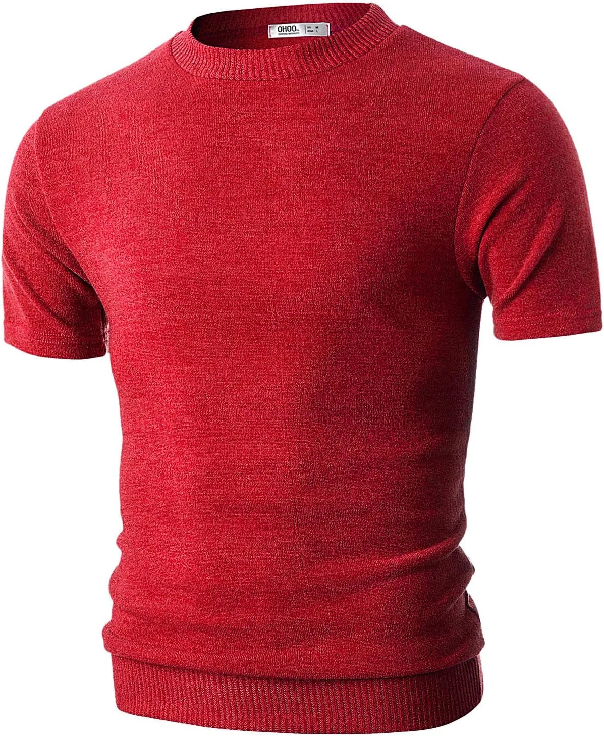 

Ohoo мужская футболка с коротким рукавом и воротником-стойкой, облегающая, легкая