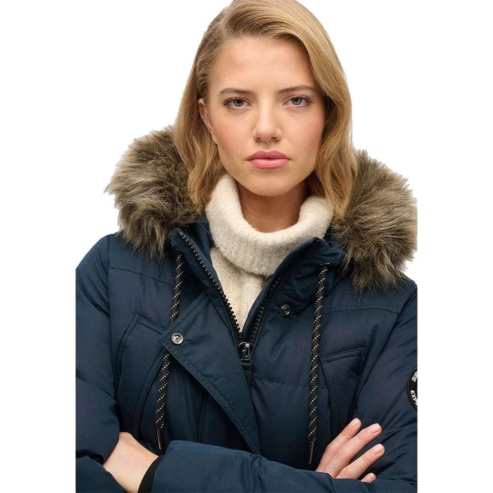 Пуховая куртка Superdry Everest MF Mid из искусственного меха, синий — фото 4