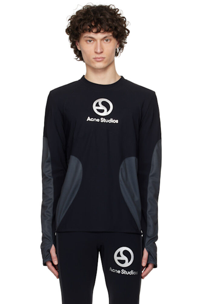 

Черная футболка с длинным рукавом и логотипом Acne Studios