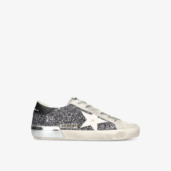 Низкие кожаные кроссовки Super star 90432 с блестками Golden Goose, мультиколор