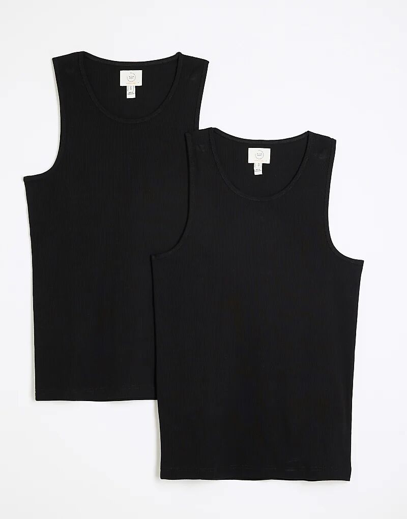 

Топ-комплект Muscle fit в рубчик черного цвета River Island