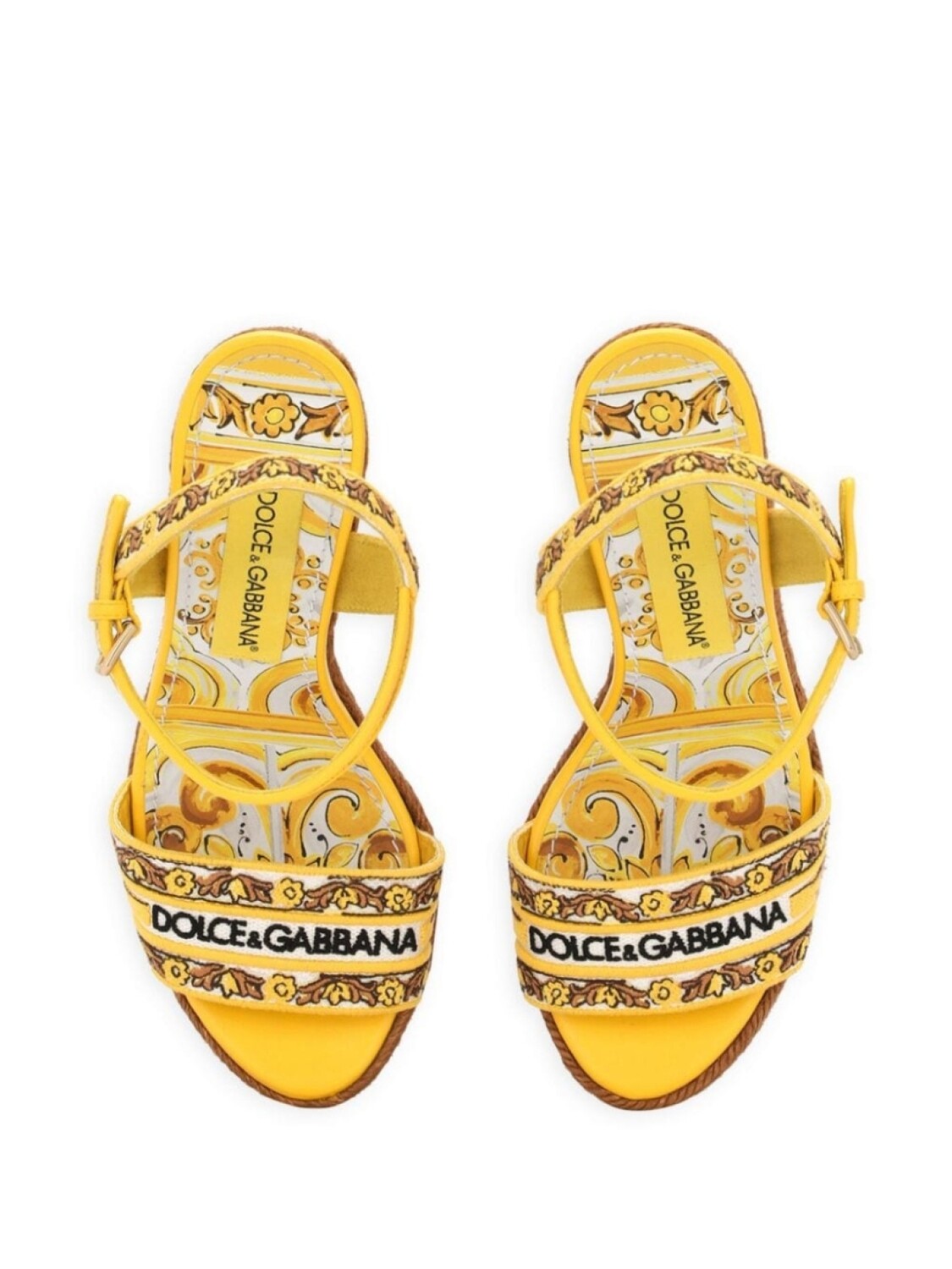 Dolce & Gabbana босоножки с принтом майолика высотой 90 мм, желтый — фото 4