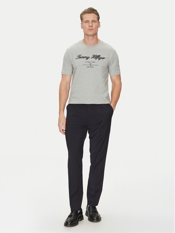 Футболка обычного кроя Script Logo MW0MW33691 Tommy Hilfiger, серый — фото 2