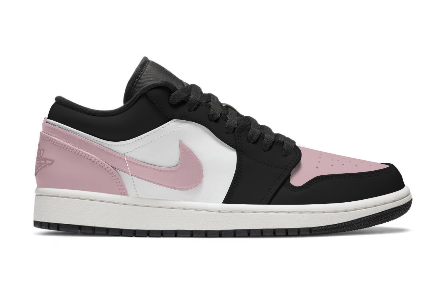 Jordan Детские баскетбольные кроссовки Air 1 Black Velvet Pink Cherry с износостойким и противоскользящим покрытием, низкие, розовые — фото 3