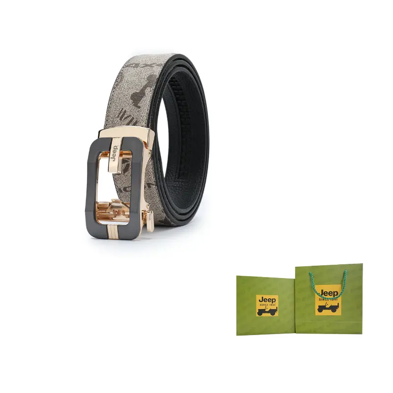 

Ремень мужской из коровьей кожи с фурнитурой из цинкового сплава, 3,5 см Jeep, champagne золото