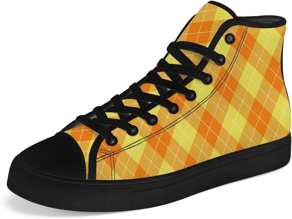 

Кеды Chebing для мужчин и женщин, высокие, тканевые, в клетку, на шнуровке, повседневные, желтый