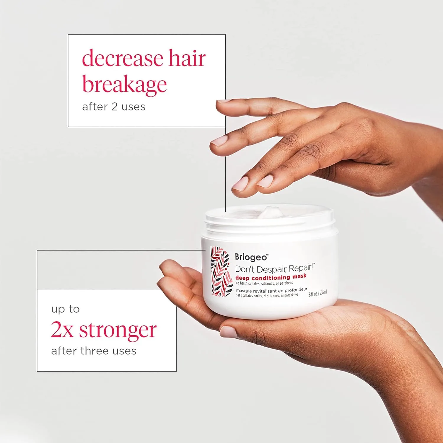 Набор Briogeo Repair + Scalp Detox: маска для глубокого кондиционирования Don’t Despair, Repair и шампунь-скраб Scalp Revival Charcoal + Coconut Oil Micro‑Exfoliating Shampoo, 2 x 237 мл — фото 3