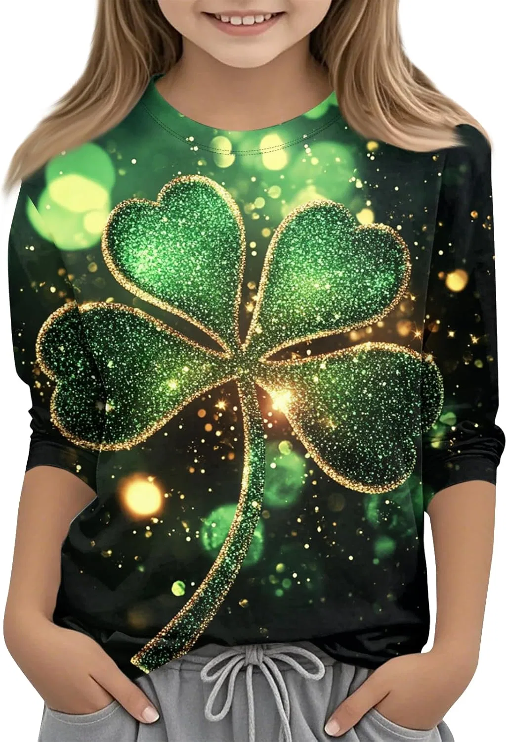 Футболка оверсайз с принтом St. Patrick's Day, Army Green