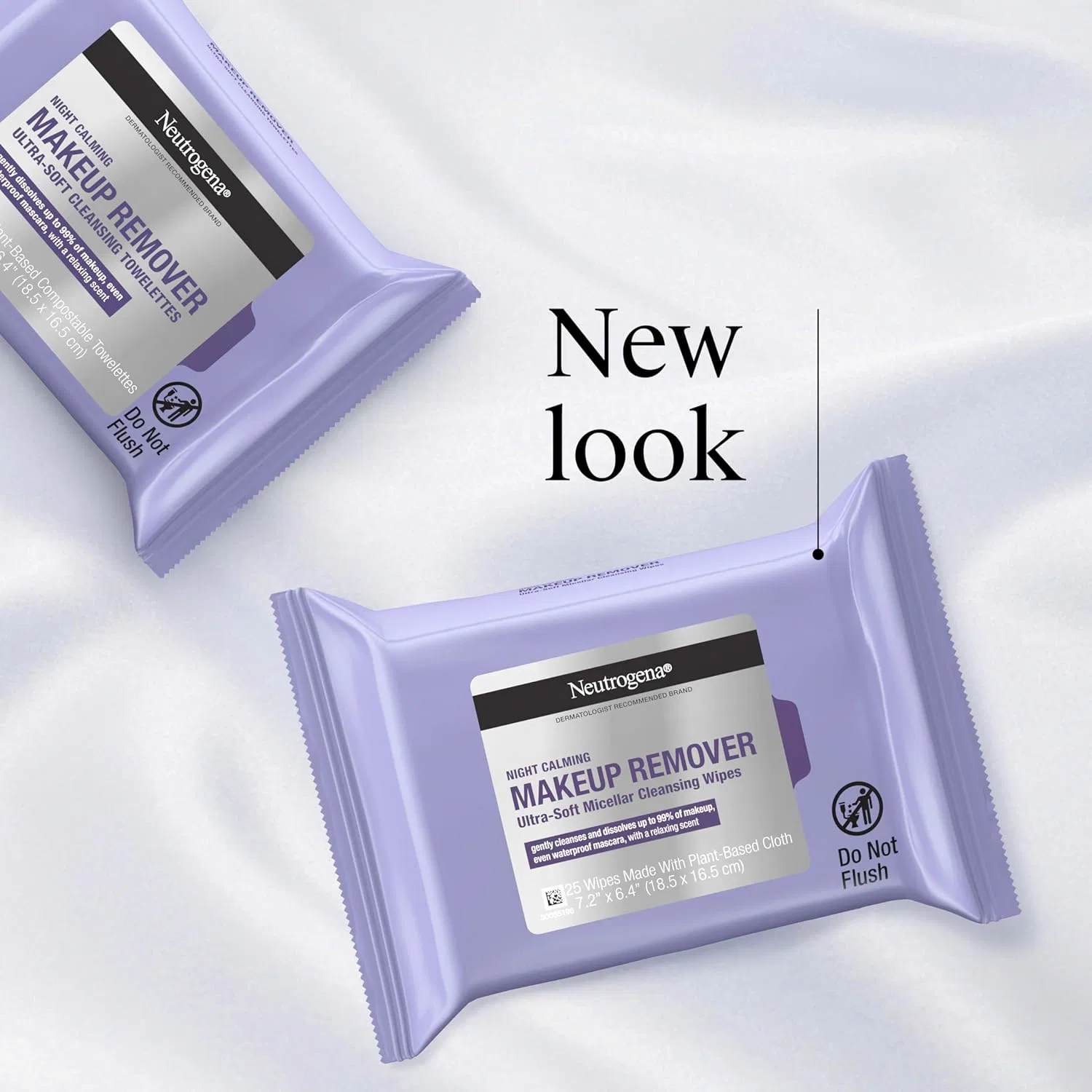 Мицеллярная вода Neutrogena — Салфетки для снятия макияжа Night Calming, 2 упаковки по , % растительное полотно, 1.01 г — фото 3