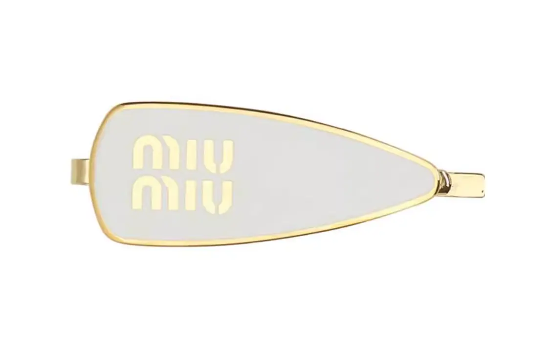 Эмалевая заколка для волос MIU MIU с логотипом, белый — фото 2