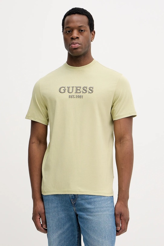 

Хлопковая футболка Guess, зеленый