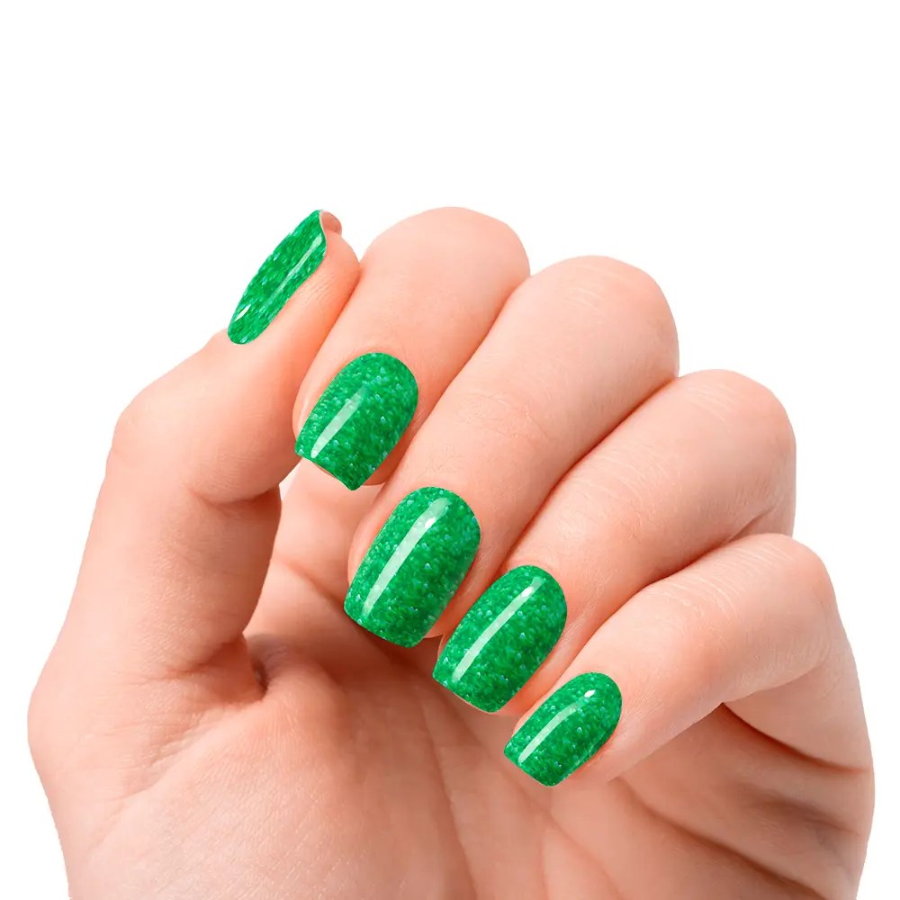 Накладные ногти Láminas De Uñas De Gel Jade Glitter Glam #Glitter Verde Nooves, 20 шт — фото 2