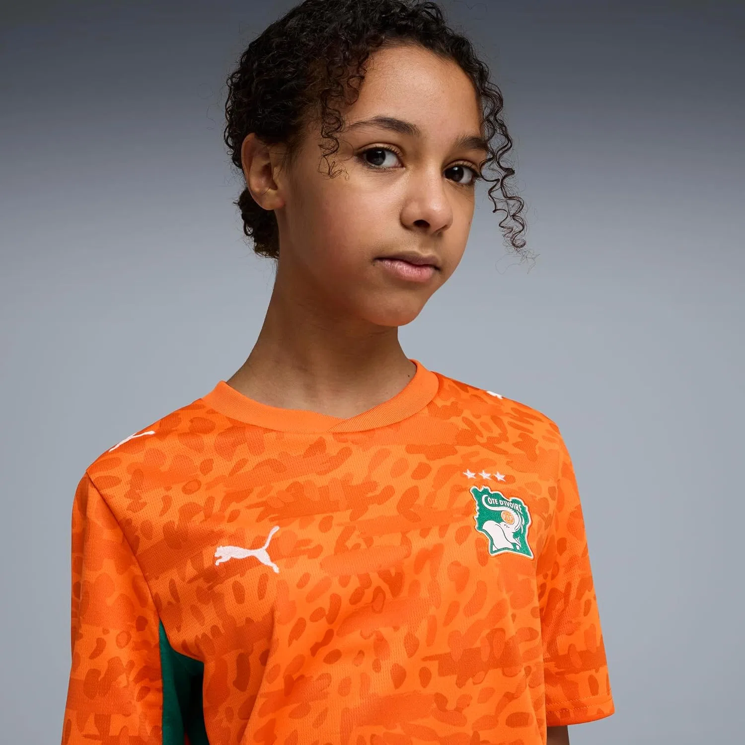 Футболка детская Kenya Ivory Coast, PUMA, Rickie Orange-sport Green — фото 3