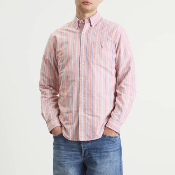 Рубашка оксфорд в полоску на пуговицах Polo Ralph Lauren, Orange Royal Multi — фото 2