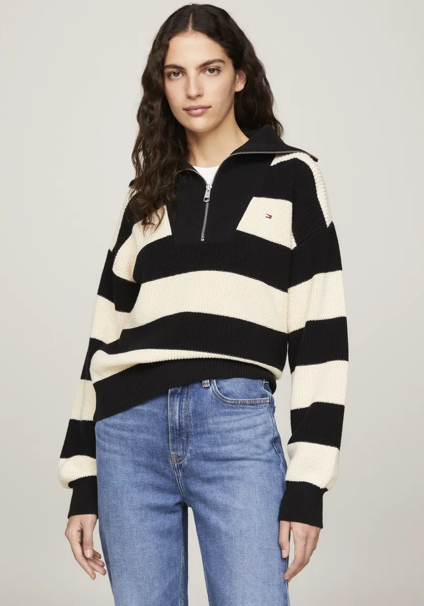 

Вязаный свитер Tommy Hilfiger "CO CARDI STITCH 1/2 ZIP SWT", черный