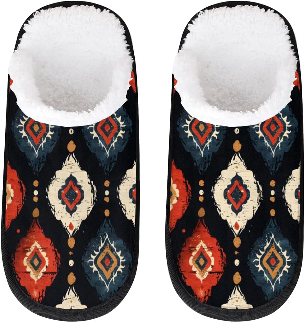 

Тапочки Gublec для женщин и мужчин, уютные с нескользящей подошвой, для дома, теплые плюшевые тапочки для дома, спальни и путешествий, Boho Pattern