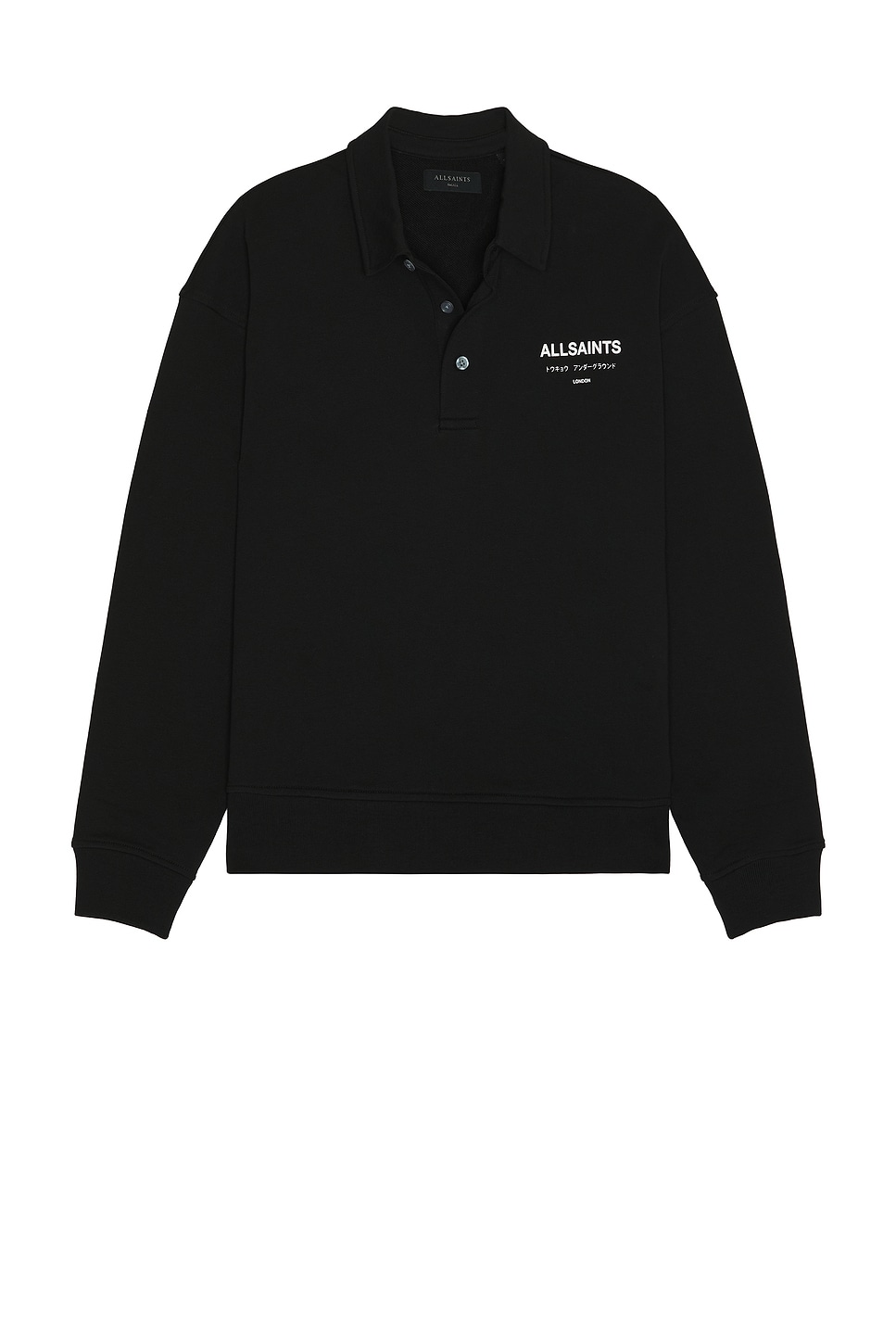 

Футболка с длинным рукавом и воротником-поло Underground от Allsaints, jet black