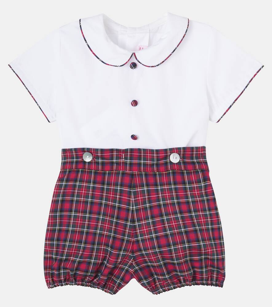Комплект Baby Pablo: хлопковая блузка и шорты La Coqueta, Red Tartan — фото 2