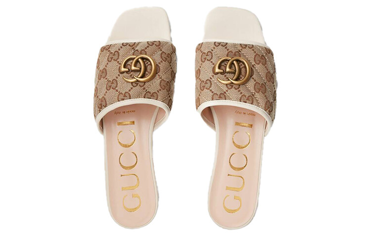Шлепанцы женские Gucci Double G, коричневый