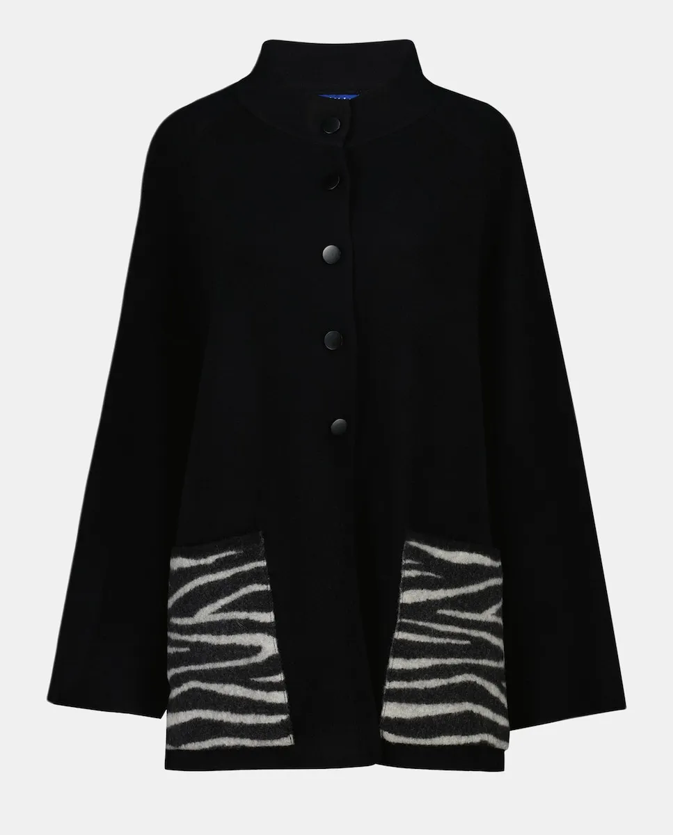 

Пальто с деталями и карманами, с узором зебры Jo & Mr. Joe, черный