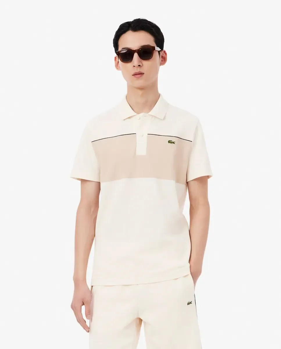 Мужское поло Lacoste из пике, прямой крой, бежевый