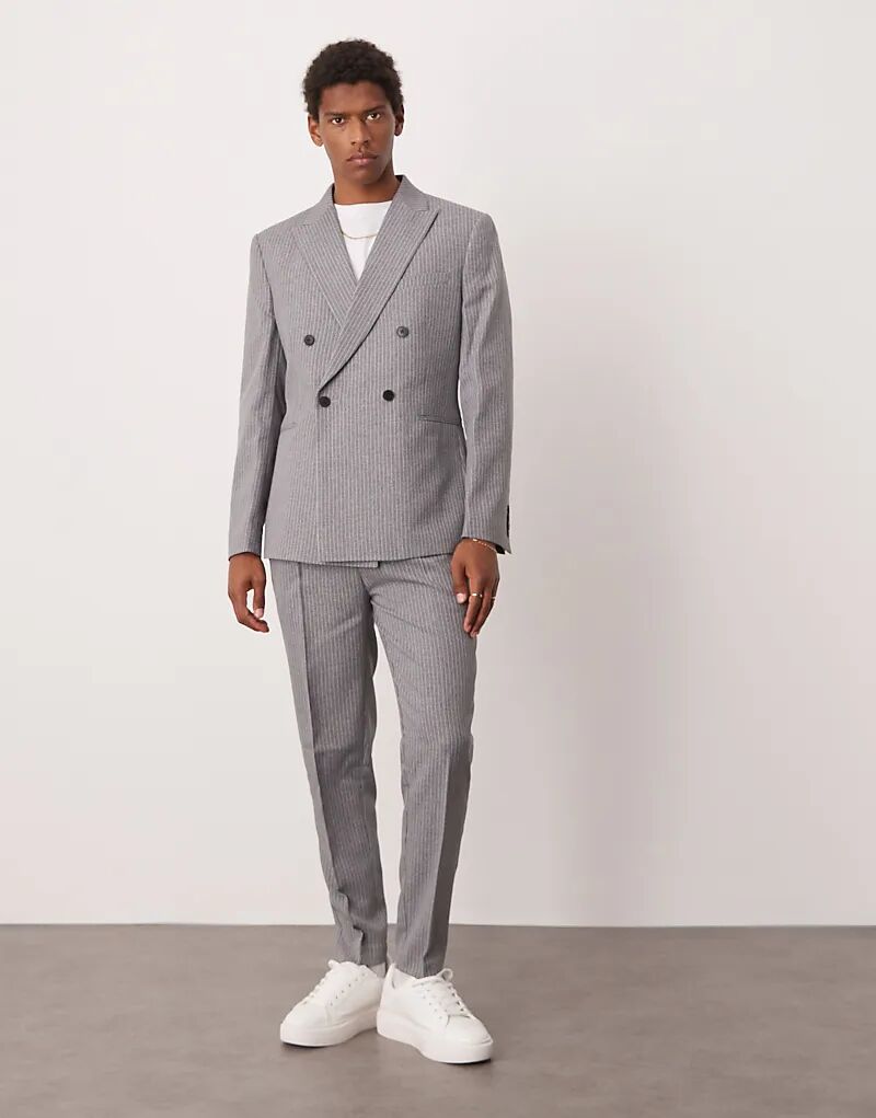 

Зауженные брюки ASOS DESIGN серого цвета в тонкую полоску