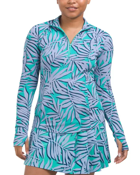 

Топ Upf 50 на молнии с рукавами реглан Tommy Bahama, цвет Palm