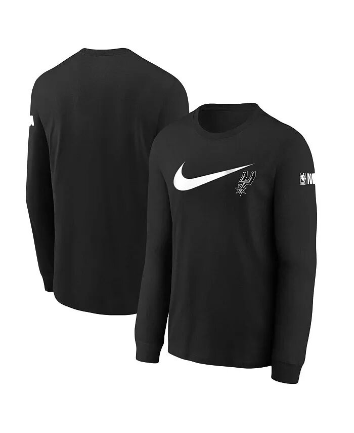 

Футболка с длинным рукавом San Antonio Spurs Swoosh для больших мальчиков и девочек, черная Nike