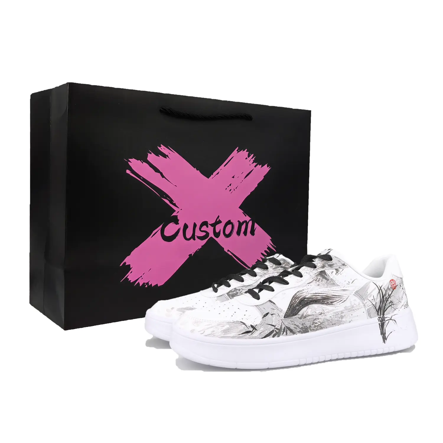 

LINING Кроссовки для скейтборда Pontoon Boats, противоскользящие, износостойкие, низкие, мужские, серые, белые, черные