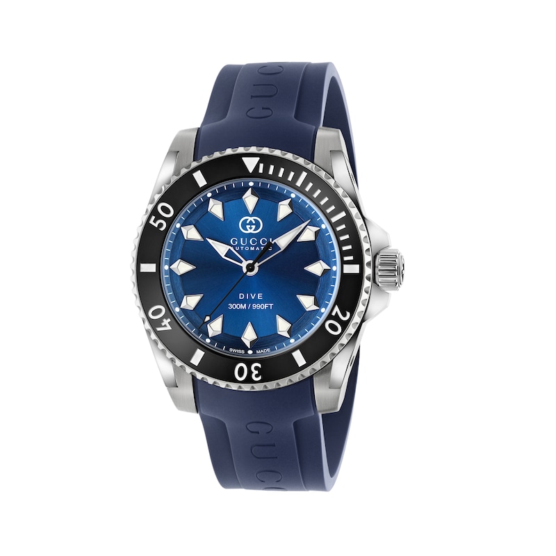 

Наручные часы Dive Collection с автоматическим механизмом, синий циферблат 40 мм, резиновый ремешок, унисекс GUCCI