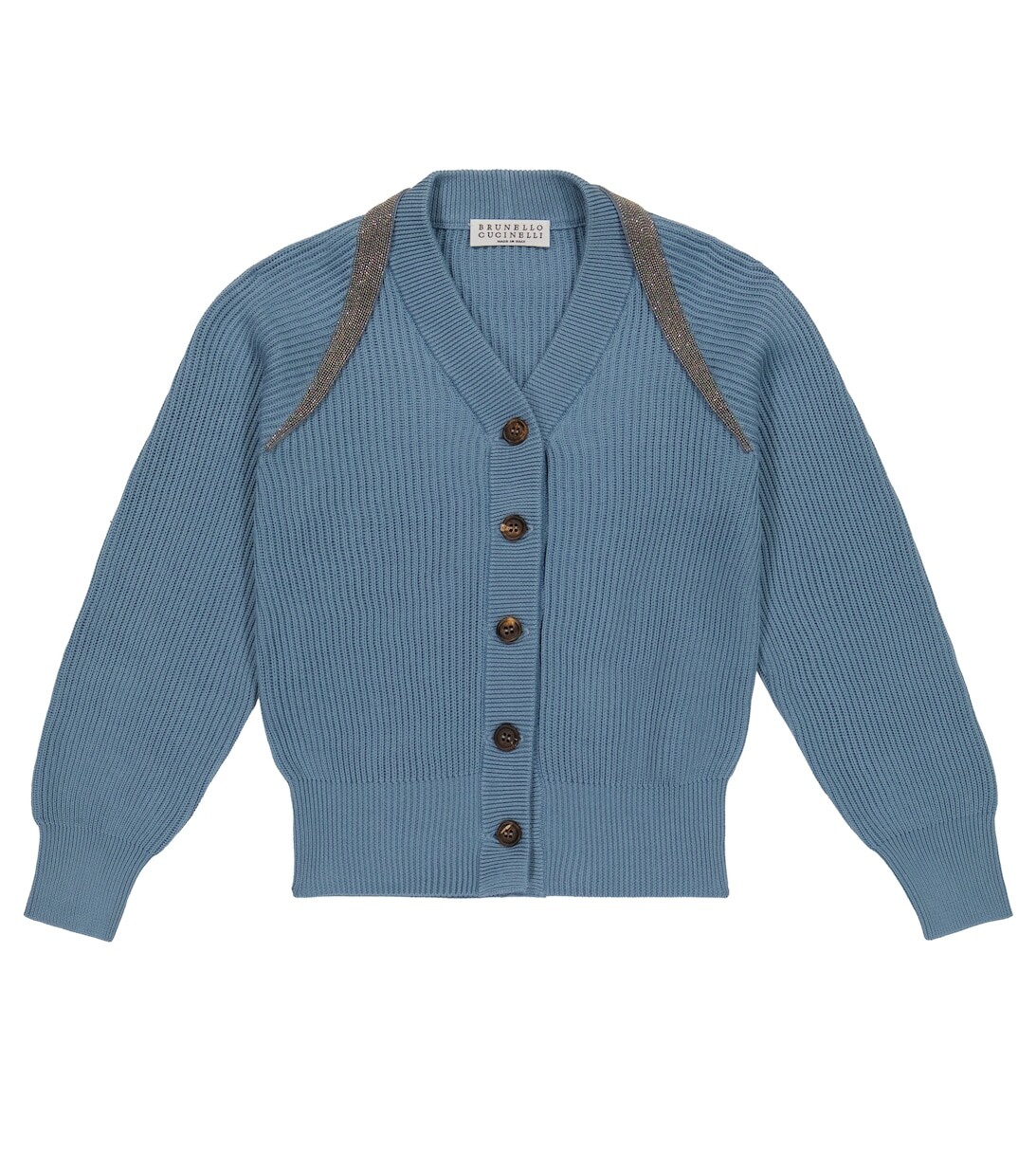 

Украшенный кардиган из хлопка Brunello Cucinelli, синий