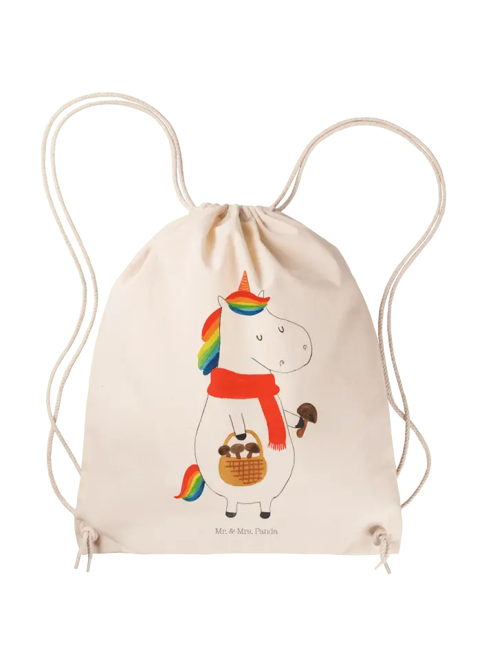 

Спортивная сумка Mr & Mrs Panda Sportbeutel Einhorn Pilz ohne Spruch, кремовый