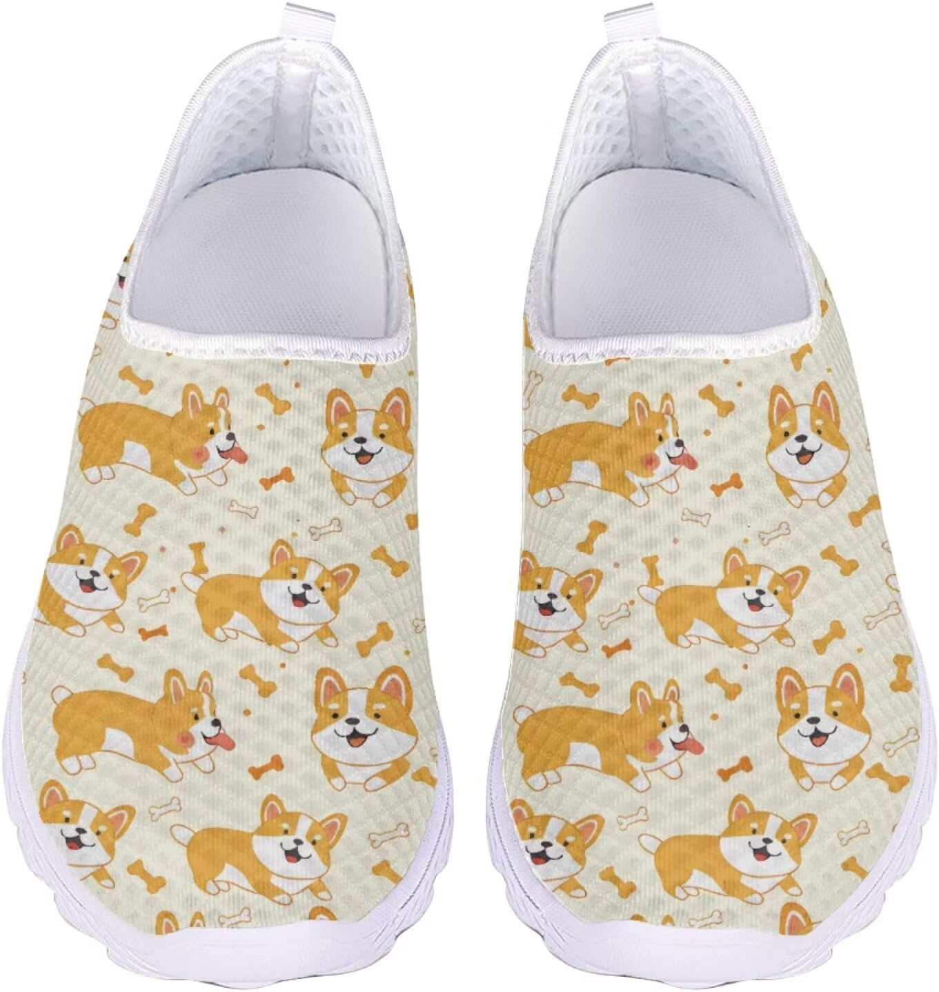 

Кроссовки для ходьбы для женщин и мужчин, спортивные кроссовки, плоская сетчатая обувь, дышащие кроссовки Xixirimido, Cute Corgi