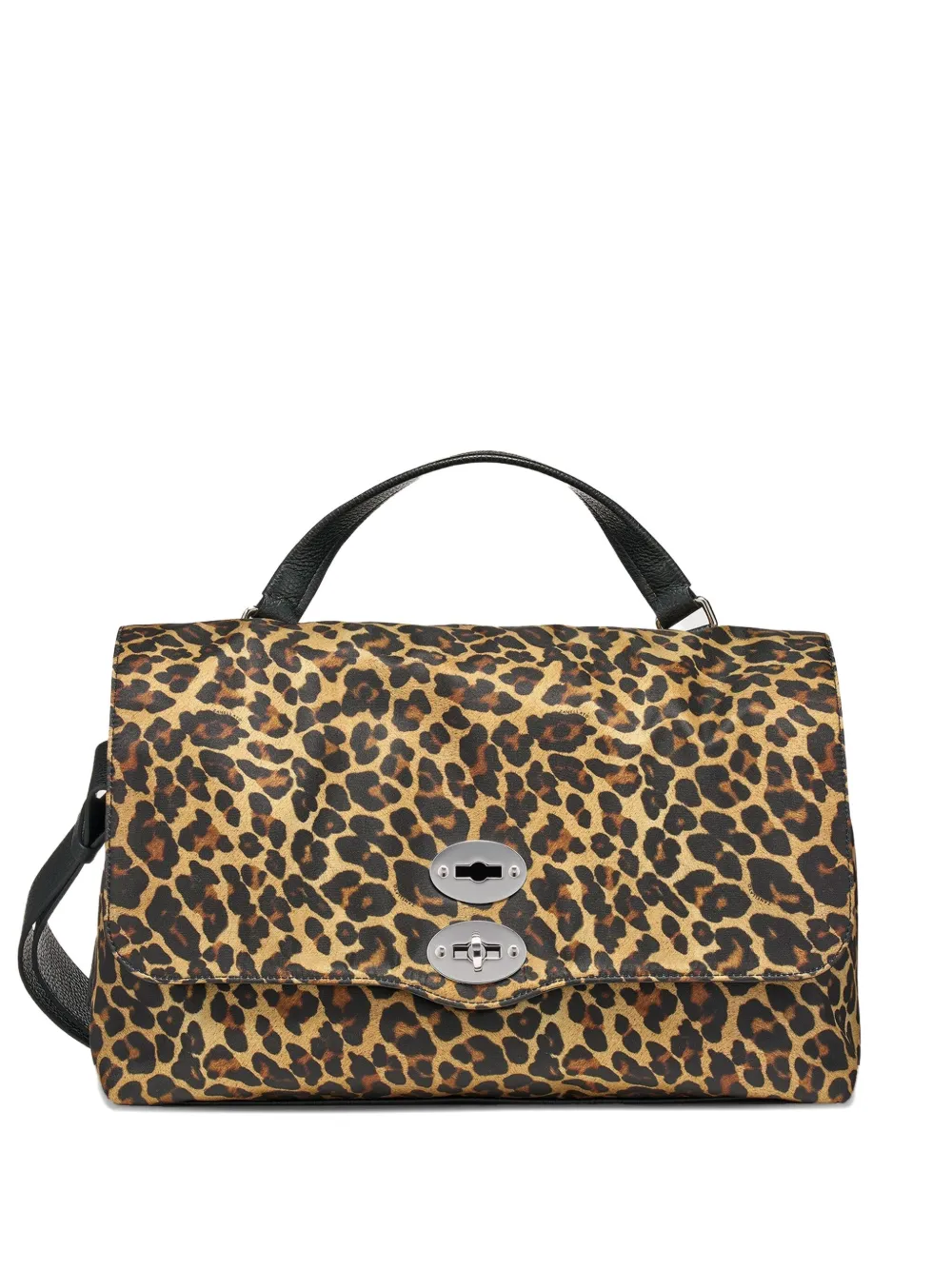 

Почтальонская сумка из кожи с анималистичным принтом Zanellato, нейтральный