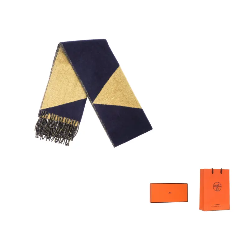 

HERMES Кашемировый шарф Unisex Khaki/Blue