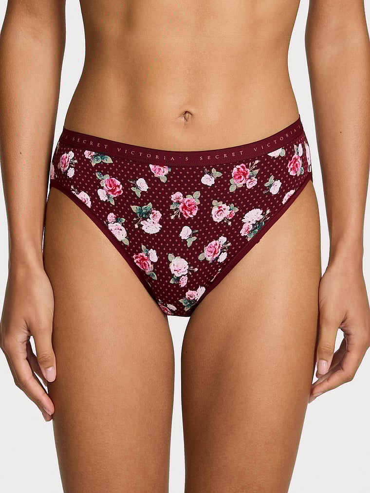 

Трусики-Слипы из эластичного хлопка с высоким вырезом Victoria'S Secret, smooth sangria red holly floral