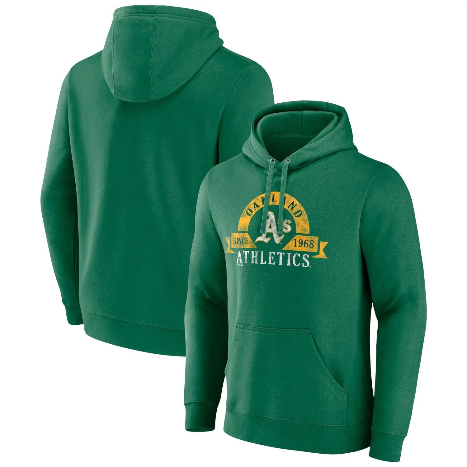 

Мужской пуловер с капюшоном Kelly Green Oakland Athletics Utility Majestic